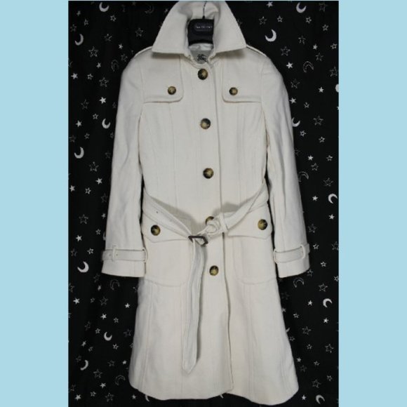 Burberry London Womens Military Trench Coat 36 2 Butter Heavy Wool Recent NEW - Picture 2 of 13
